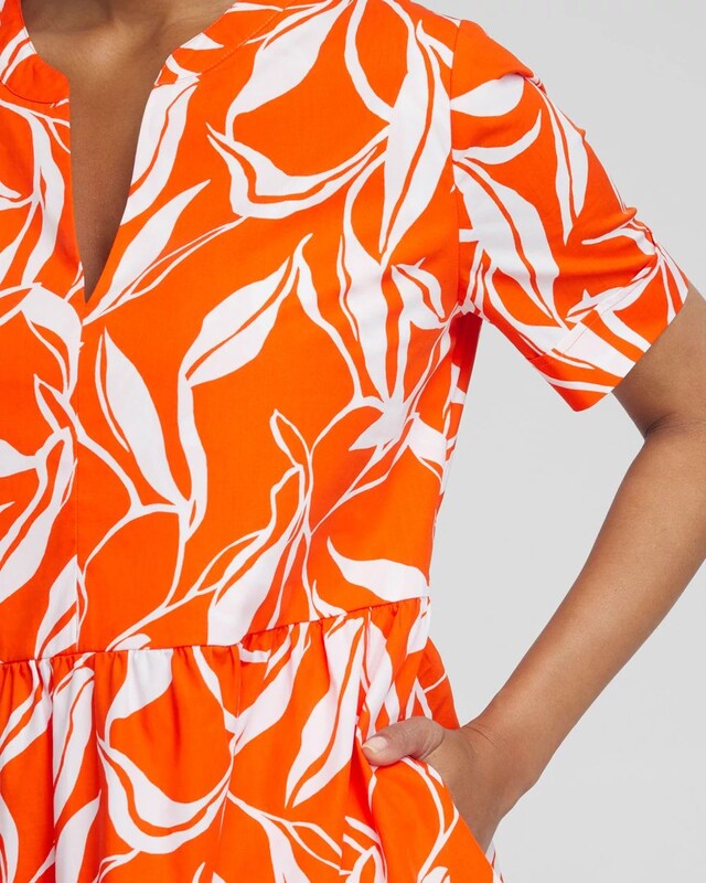 Poplin Leaf Print Dress - image 4